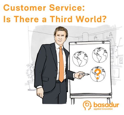 Basadur Applied Innovation branded image with a caricature of Dr. Min Basadur pointing to a chart with one of three globes, that has a question mark in the middl, on an easel.